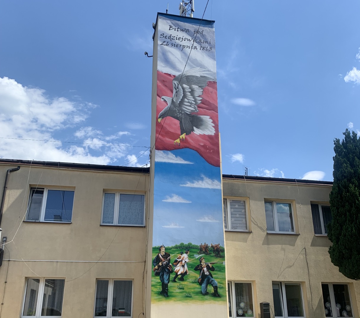 Mural poświęcony "Bitwie pod Sędziejowicami"